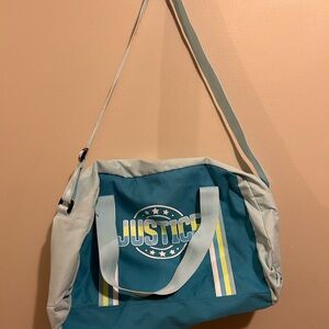 Justice Teal and Light Gray Kids Accessory Bag
